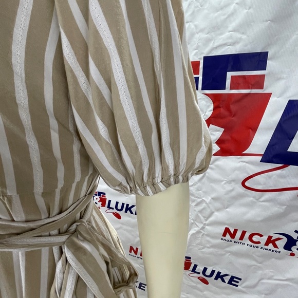 Waist defined stripe tie belt midi wrap dress by Old Navy. - Picture 9 of 12